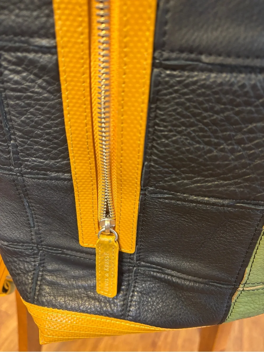 Elvis & Kresse Leather Colorblock Shoulder Bag Black, Olive, Light Blue, Mustard